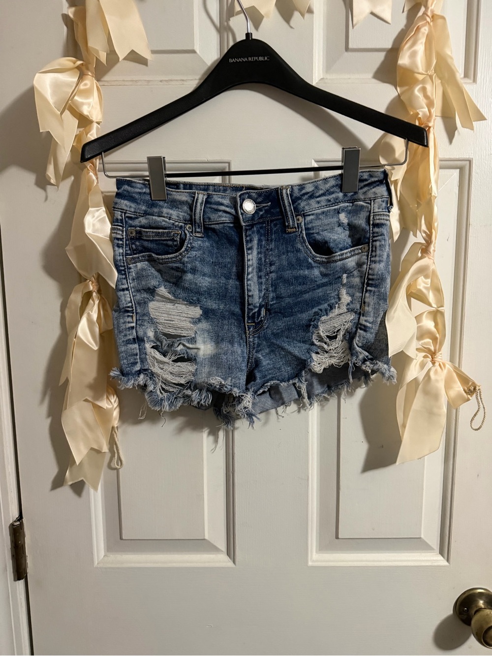 American Eagle Outfitters Distressed Blue Denim Cutoff Shorts